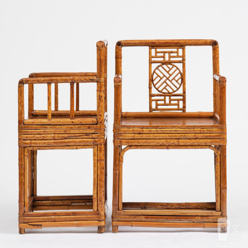 A pair of spotted bamboo arm-chairs, - 图2